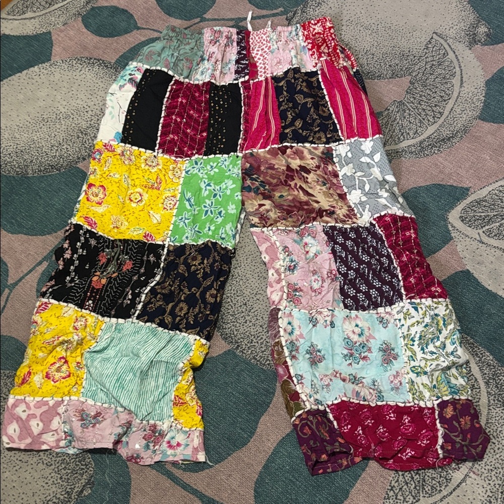 Patchwork Wide leg Pants One Size - Picture 5 of 6